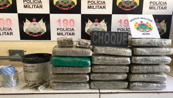 Após denúncia anônima, PM apreende 17 kg de drogas em Rio Branco
